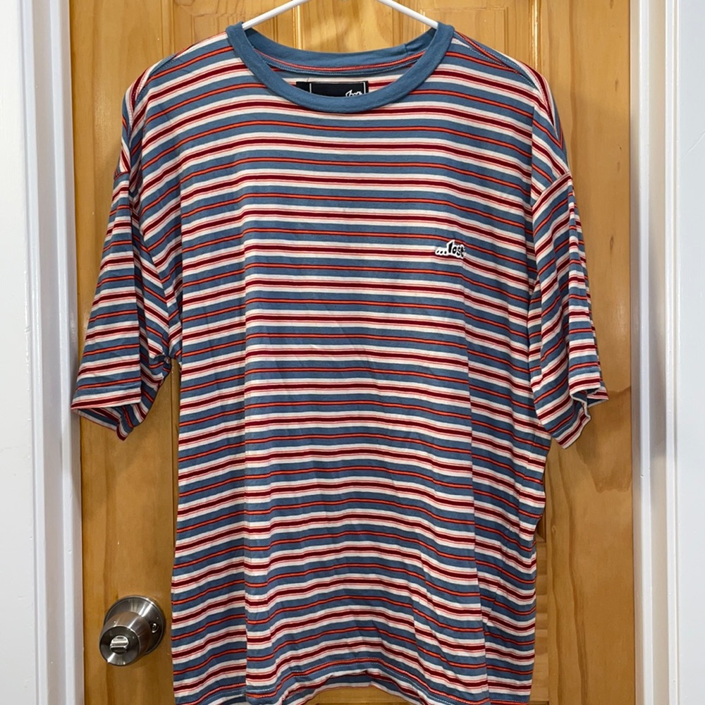 Stripped lost embroidered T-shirt